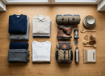 Organized personal items like clothing and kitchen supplies.